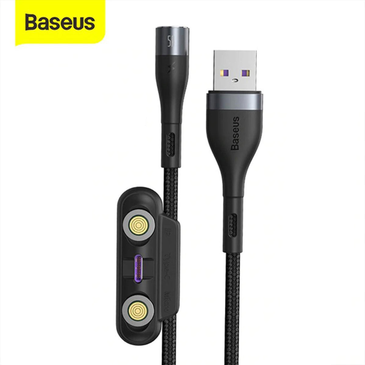Baseus Zinc Magnetic 3 in 1 Safe Fast Charging Data Cable USB to M+L+C 5A