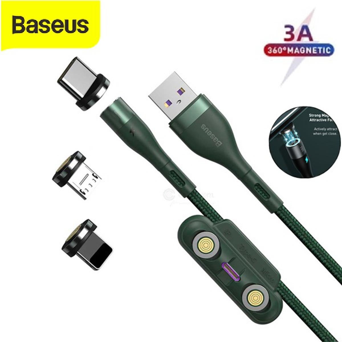 Baseus Zinc Magnetic 3 in 1 Safe Fast Charging Data Cable USB to M+L+C 5A