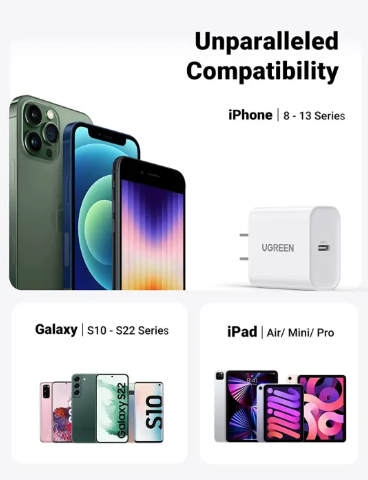 UGREEN CD137 20W PD Fast Charger | Original USB-C Wall Adapter for iPhone 15/14/13/12/11, iPad, Samsung, Xiaomi, Oppo, Vivo, Google, Android Phones & More